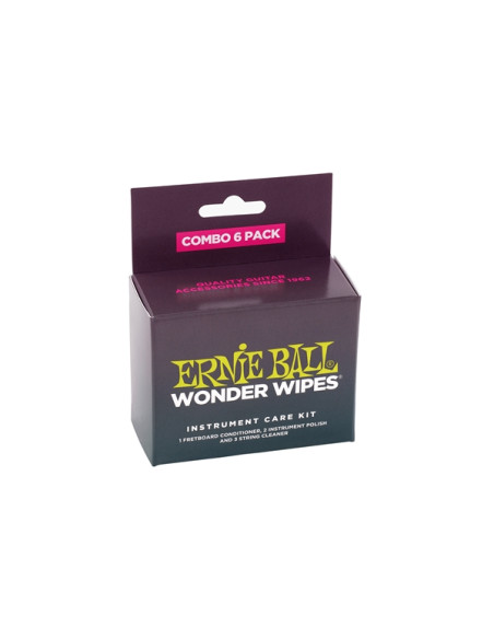 ERNIE BALL WONDER WIPES INSTRUMENT CARE KIT : confezione multipla di prodotti per la cura dello strumento sigillati individualm