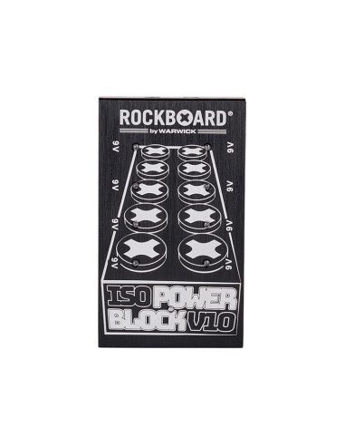 ROCKCABLERBO POW BLOCK ISO 10 - Alimentatore per pedali effetto - 10 uscite completamente isolate - Potenza totale: 2.000 mA