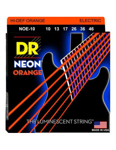DR NOE - 10  NEON Hi-Def ORANGE ELECTRIC. Orange Coated Nickel  Medium. 10-13-17-26-36-46.