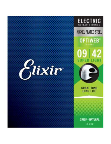 ELIXIR 19002 ELECTRIC NICKEL PLATED STEEL OPTIWEB Scalatura 09-42