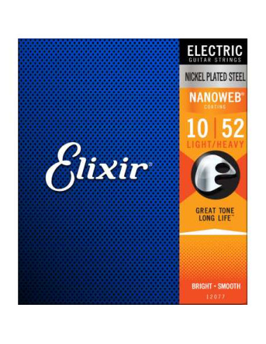 ELIXIR 112077 ELECTRIC NICKEL PLATED STEEL NANOWEB 10-52