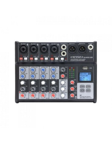 DEFINITIVE AUDIO MX6 USB - 6-channel analog mixer with USB interface, equipped with a multimedia player/recorder