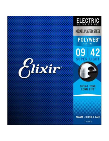 ELIXIR 12000 ELECTRIC NICKEL PLATED STEEL POLYWEB 09/42
