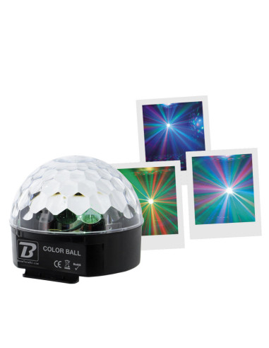 BOOMTONE Color Ball - 9 W half-sphere LED light ball with 3 RGB LEDs, remote control included