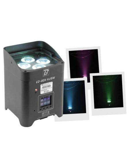 BOOMTONE DJ EZ-BOX 4x15W - 4 x 15 W battery-powered LED projector with Wi-Fi connection