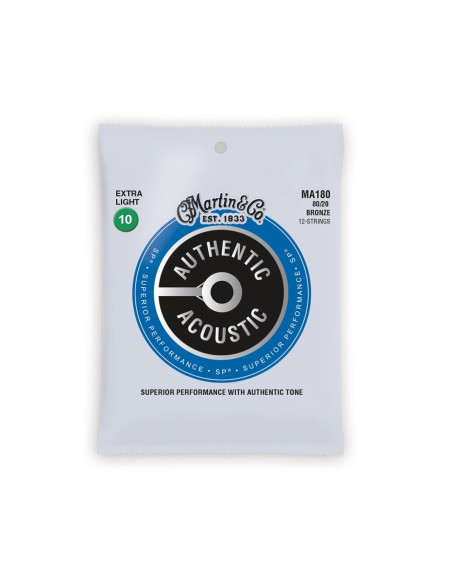 MARTIN MA180 AUTHENTIC SP EXTRA LIGHT 12-STRINGS