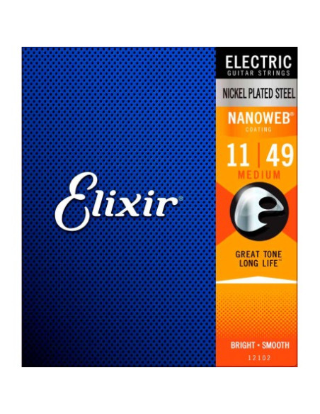 ELIXIR 112102 ELECTRIC NICKEL PLATED STEEL NANOWEB 11-49