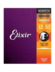 ELIXIR16052 ACOUSTIC PHOSPHOR BRONZE NANOWEB 12-53