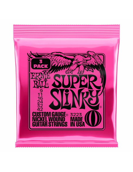 ERNIE BALL - 3223 NICKEL WOUND SUPER SLINKY 9-42 - 3 SET