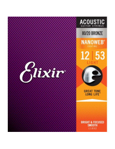 ELIXIR 11052 ACOUSTIC 80/20 BRONZE NANOWEB Scalatura 12-53