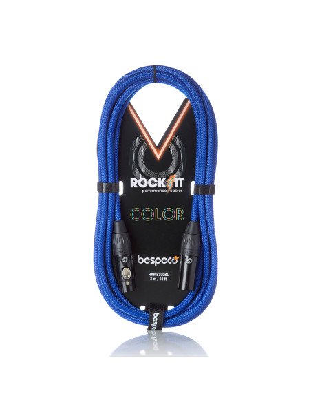 BESPECO RKMB300BL  CAVO MICR. M 3/ XLR M-XLR F - ROCKIT COLOR BLU