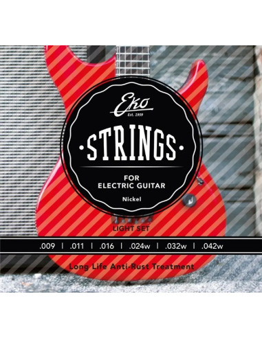 Eko Guitars Corde Chitarra Elettrica 9-42 Extra...