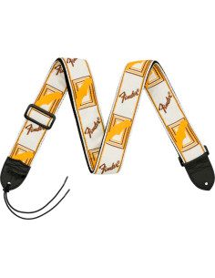 FENDER FENDER® 2” MONOGRAMMED STRAPS White Brown Yellow