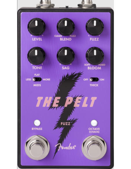 Fender Pelt V2 Fuzz Pedale per Chitarra e Basso con Octave, Chaos e Blend